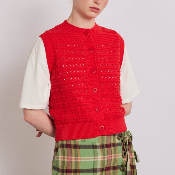 Damson Madder Jackets & Blazers - Damson Madder Aggie Knitted Tank in Red UK 10 / US 6